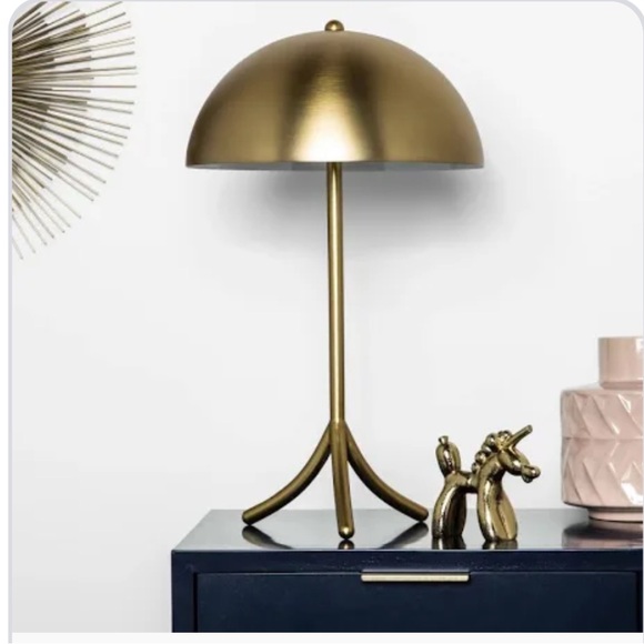 PROJECT 62 • Elegant Gold Brass Dome Shade Metal Table Lamp - Picture 5 of 13